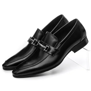 Büyük Boy EUR45 Siyah / Tan Loafer'lar Balo Ayakkabı Erkek Elbise Ayakkabı Hakiki Deri Düğün Ayakkabı Erkek erkek resmi ayakkabı Toka İle
