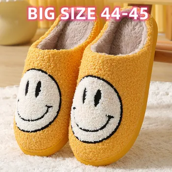 Büyük Boy Gülümseme Terlik Ayakkabı Çift Peluş Çorap Taklit Kürk Bellek Köpük Sıcak Tutmak Ev Ev Terlik Mutlu Yüz Kadın Ayakkabı