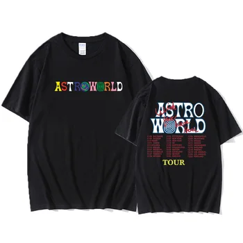 Büyük boy T-Shirt Erkekler Pamuk Monogramlı T-Shirt Hip Hop Sokak Giyim Kanye West AstroWorld Yaz Gevşek Unisex Üst Ücretsiz Kargo