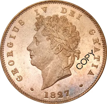 Büyük Britanya 1 Penny George IV 1827 Kırmızı Bakır Kopya Para Hatıra paraları