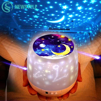Büyülü Yıldızlı Gökyüzü LED Projektör Gece Lambası Yıldızlı Ay Projektör Gece Lambası Renkli Döner Lamba Bebek Çocuk Hediye için