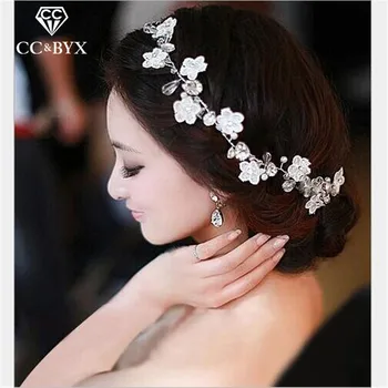 CC Hairband Saç Süsler Çiçek Taçlar Çelenkler Gelin Düğün Saç Aksesuarları Kadınlar Için Kristal El Yapımı Takı Romantik TS008