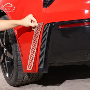 Chevrolet Corvette için C7 2014-2019 Gümüş Paslanmaz Çelik Arka Tampon Hava Çıkış Örgü Dekoratif Sticker Araba Aksesuarları