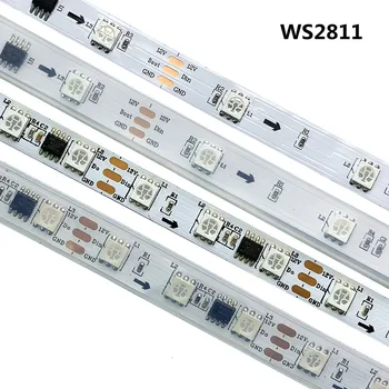 DC12V WS2811 5050 RGB adreslenebilir Led piksel şerit ışık tam renkli Led şerit şerit esnek dijital Led bant 1 IC kontrol 3