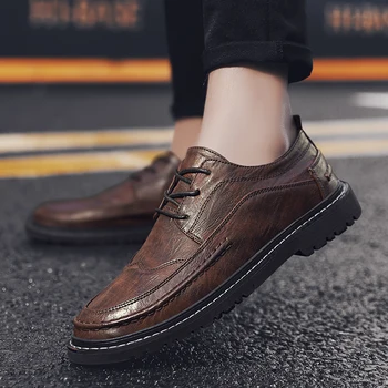 Deri gündelik oxford ayakkabı Dayanıklı Iş gündelik erkek ayakkabısı Lüks İngiliz Adam Flats Sosyal Ayakkabı S13630-S13635 Dn