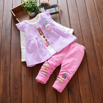 DIIMUU 3 ADET Çocuklar Bebek Kız Giyim Takım Elbise Toddler Bebek Kız Çocuk Çiçek Elbise Takım Elbise Kıyafetler Setleri Yelek + T-shirt + Pantolon