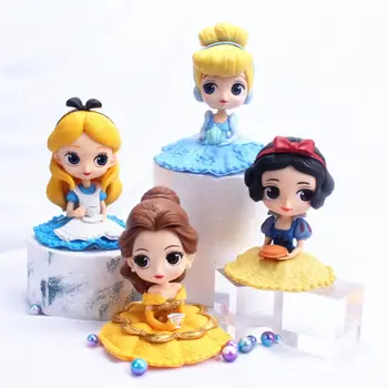 Disney 6 stil prensesler Tiana Kar Beyaz Rapunzel Ariel Külkedisi Belle Mermaid Rakamlar oyuncaklar Bebekler kek Topper araba süsler