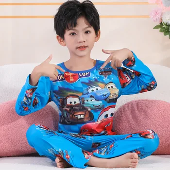 Disney Arabalar Dondurulmuş Elsa Pijama Marvel Örümcek Adam Anime Erkek Pijama Seti 3D Baskı Sonbahar Çocuk Uzun kollu Kız Pijama