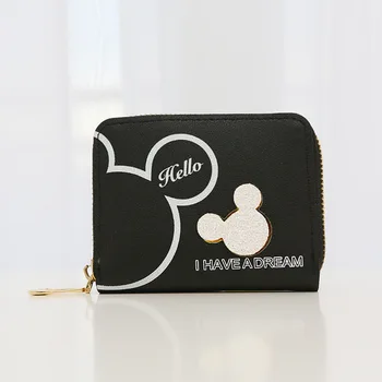 Disney Mickey mouse Küçük cüzdan bayan kısa fermuar püskül anahtar bozuk para cüzdanı öğrenci küçük mini cüzdan Minnie kart tutucu Debriyaj