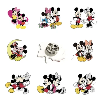Disney Minnie Mickey Modelleme Yaka Pin Epoksi Reçine Çocuk Karikatür Animasyon Akrilik Kişilik Moda Çift Aksesuarları