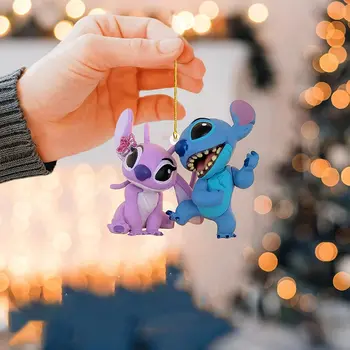 Disney Noel Kolye askı süsleri Lilo ve Dikiş Tatil Parti Dekorasyon Navidad Yeni Yıl Bebek Noel Ağacı Süsleri
