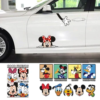 Disney Takımı Minnie Mickey Mouse Goofy Su Geçirmez Araba Çıkartmaları Papatya Donald Ördek Styling Oto Pencere Çıkartmaları Cam Dekorasyon