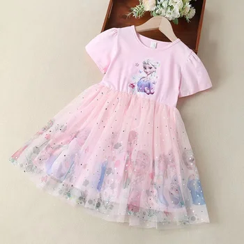Disney Yaz Çocuk Elbise Elbise Güzel Kız Elbise Dondurulmuş Elsa Anna Prenses Parti Kostüm Çocuklar İçin dış giyim Giyim 3-9Y
