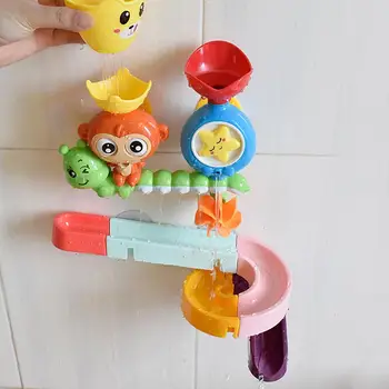 DIY Bebek Banyo Oyuncakları Duvar Vantuz Mermer Yarış Pisti banyo küveti Maymun Su Yağmurlama Oyun Çocuklar için