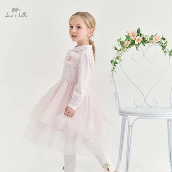 DK1220589 dave bella bahar kız moda 5Y-13Y tatlı tarzı elbise çocuk tatlı elbise çocuk bebek lolita giysileri