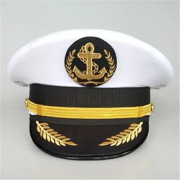 Donanma Ordu Subay Kap Beyaz Kaptan Denizci Genişletilmiş Ağız siperlikli şapka Film Eylem Cosplay Parti