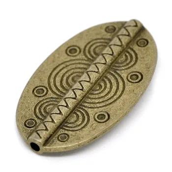 DoreenBeads Çinko metal alaşım halka boncuk Oval Antik Bronz Desen Takı DIY Bulguları el yapımı aksesuarlar Charm, 2 Adet
