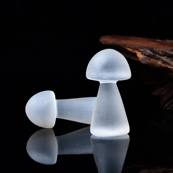Doğal Beyaz Selenyum Küçük Mantar El Yapımı Kristal Oyma Alçı şifa taşı Dekorasyon Kedi Gözü Alçı Taş DIY Gi