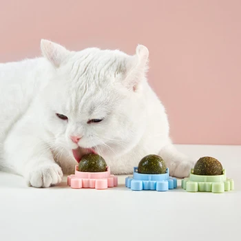 Doğal Catnip Kedi Duvar Stick-on Topu Oyuncak Davranır Sağlıklı Doğal Kaldırır Saç Topları Teşvik Sindirim Kedi Çim Aperatif Pet