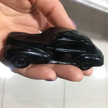 Doğal Siyah Obsidyen Araba Heykelcik Oyma Otomobil Heykeli Feng Shui Çakra Şifa Kristalleri Taş Araba Dekorasyon Hediye