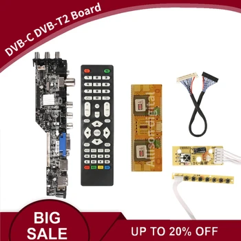 DVB-T2 / T DVB - C 3663 TV monitörü Kiti LM190E02 LM190E03 LM190E08 4 CCFL LCD LED Ekran HDMI + VGA + USB + TV Denetleyici Kurulu Sürücüsü