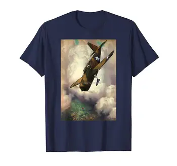 Dünya Savaşı II Savaş Uçağı Bırakarak Bir Bomba-Retro WW2 T-shirt Erkekler Pamuk Tişört Hip Hop Tees Tops Harajuku Streetwear