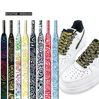 Düz Yaldız Ayakkabı Bağı AF1Aj Kaju Çiçekler Sneakers için Ayakabı El-boyalı Danteller Spor Rahat Basketbol Tenis Shoestrings