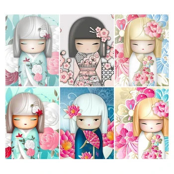 Dıy 5d Tam Elmas Boyama Karikatür Nakış Kare Yuvarlak Matkap Kimono Bebek Çiçek Mozaik Çapraz Dikiş El Yapımı Sanat Hobi