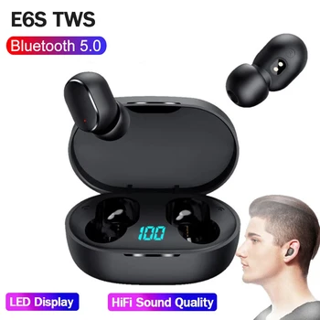 E6S TWS kablosuz bluetooth kulaklık 5.0 Mikrofon İle Spor Kulaklık Gürültü önleyici Kulak Tıkacı Mini Kulaklık Eller serbest PK A6 S