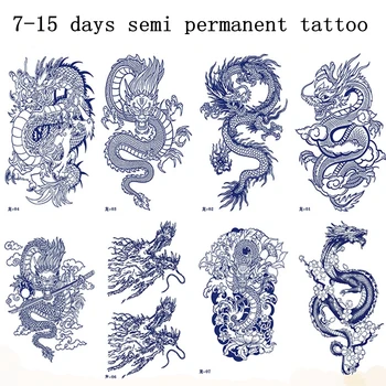 Ejderha Suyu Mürekkep Tatouage Yarı Kalıcı Geçici Dövme Çıkartmalar Su Geçirmez Kalıcı Tatuajes Temporales Hombre Sanat Sahte Dövme