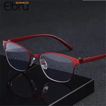 Elbru Retro Metal kedi göz okuma gözlüğü kadın presbiyopik mavi ışık engelleme gözlük optik gözlük+1 1.5 2 2.5 3 3.5 4