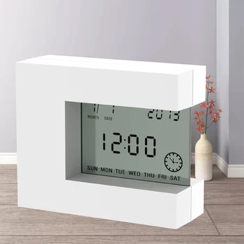 Elektronik Saat Ev Masa Dekorasyon ile Dijital LCD Takvim Tarih Alarm geri sayım sayacı Sıcaklık Pil Kumandalı Kare