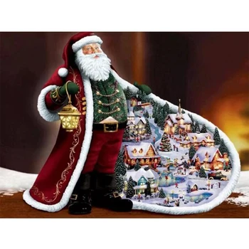 Elmas Boyama Noel Baba Resimleri Rhinestones İle Elmas Nakış Kare Tam Rhinestones Mozaik yılbaşı dekoru Hediye