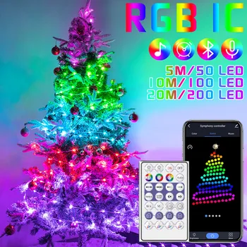 En Yeni 5V USB Bluetooth APP Ses kontrolü Yanıltıcı Renkler RGB IC At yarışı Akan ıp68 led şerit ışık dize Noel