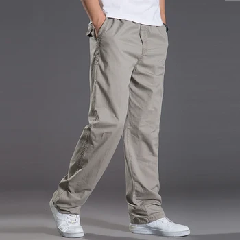 Erkek Casual Kargo pamuklu pantolonlar Erkekler Cep Gevşek düz pantolon Elastik İş pantolonu Marka Fit Joggers Erkek Süper Büyük Boy 6XL