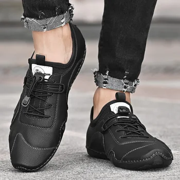 Erkek Deri gündelik ayakkabı Ayakkabı Loafer'lar Mokasen Sneakers Nefes Slip-On Sürüş erkek ayakkabıları Büyük Boy Zapatillas De Deporte