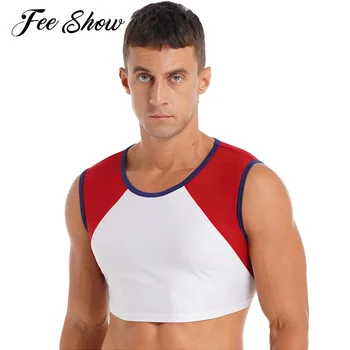 Erkek Kolsuz Sıkı koşu atleti Spor Spor spor kolsuz tişört T-shirt Nefes Örgü Patchwork Renk Bloğu Egzersiz Kırpma Üst