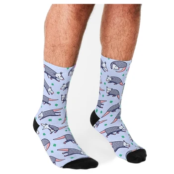 Erkek komik çoraplar Opossum Karikatür Desen Çorap harajuku Erkekler Mutlu hip hop Yenilik sevimli erkek Ekip Rahat Çılgın Çorap erkekler için