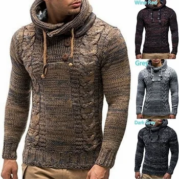 Erkek Kış kapüşonlu süveter 2021 Yeni Moda Erkek Triko Sonbahar Hoodies Örme Mont Erkek Giyim Kazak Kazak