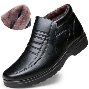 Erkek Kış Rahat deri ayakkabı Pazen Yüksek Top Slip-on Erkek rahat ayakkabılar Kauçuk Sıcak Kış Ayakkabı Erkek Yürüyüş
