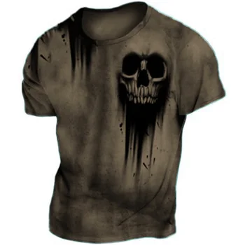 Erkek T-Shirt Yaz 3d Vintage Korku Kafatası Üstleri Hip Hop Streetwear O-Boyun Kısa Kollu Tee Büyük Boy T Shirt Erkek Giysileri 5xl
