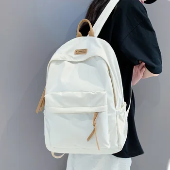 Erkekler Kadınlar Harajuku okul sırt çantası Kadın Erkek Serin Su Geçirmez Seyahat Çantası Kız Erkek Düz Renk Sırt Çantası Bayanlar Öğrenci Çantaları Sevimli