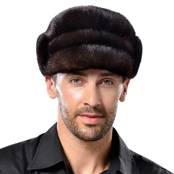 Erkekler kış kürk şapka fahsion vizon kürk kış aşağı sıcak Noel hediyesi gösterisi kap erkek şapka ücretsiz kargo