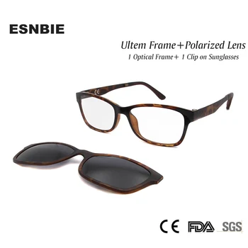 ESNBIE Yeni Nerd Gözlük Çerçeve Kadın Erkek güneş gözlüğü üzerinde klip ile Polarize Güneş Gözlükleri Lens Sürüş Cam Ultem Gözlük Çerçevesi