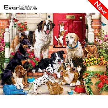 Evershine Elmas Nakış Karikatür 5D Yeni Varış Elmas Boyama Köpek Çapraz Dikiş Hayvanlar Rhinestone Resim Ev Dekorasyon