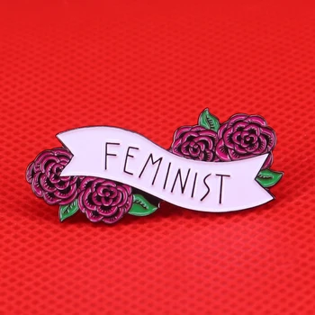 Feminist pin kadın broş çiçek rozeti denim ceket kadın gömlek giyim aksesuarları kız güç takı hediye