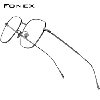 FONEX Titanyum Gözlük Çerçeve Kadınlar Vintage Poligon Miyopi Optik Reçete Gözlük Çerçevesi Erkekler 2021 Yeni Kare Gözlük F85659