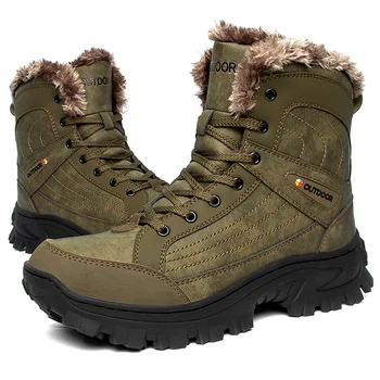 Fujeak Erkekler Büyük Boy 48 pamuklu ayakkabılar Moda Kış Sıcak Açık yürüyüş ayakkabıları Sıcak Rahat Askeri Bot Erkek Ordu Savaş Botları