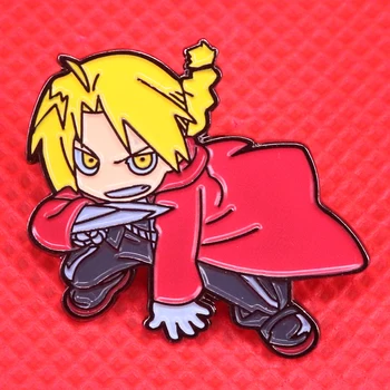 Fullmetal Simyacı emaye pin Edward Elric broş FMA Kawaii anime rozeti Otaku hediye simya takı ceketler sırt çantası aksesuarı