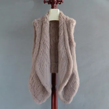 FXFURS 2020 Kadın Hakiki Kürk Jile Örme Tavşan Kürk Yelek El Yapımı Kürk Ceketler Moda Kürk Hırka Kadın